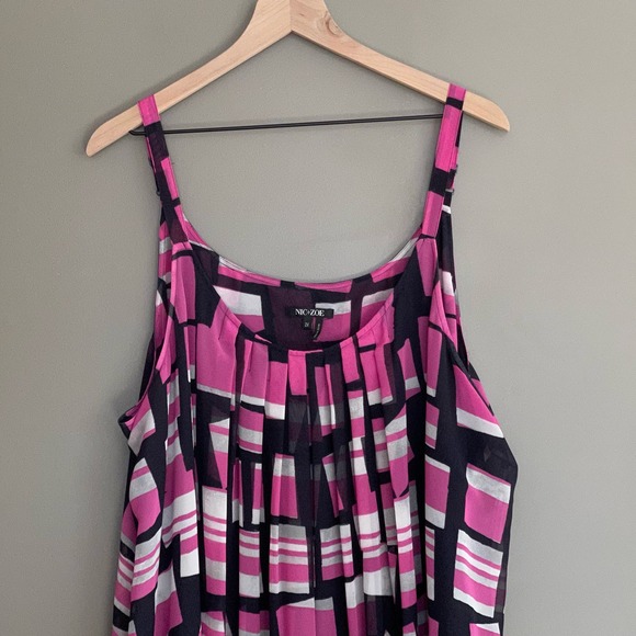 Nic + Zoe Block Party Dress Maxi Midi Pink Black Grey Geometric Print Flowy 2X - Picture 7 of 16